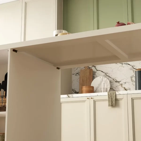 Kitchen Island with Storage,Wood Kitchen Prep Table White Stationery Storage Cabinet with 3 Drawers,Open Shelves & 2 Cabinets - Image 6