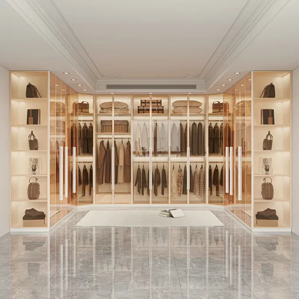 Luxury Glass Door Bedroom Wardrobe Household Wood Cloakroom Cupboards Living Room Things Muebles Para El Hogar House Furniture - Image 3