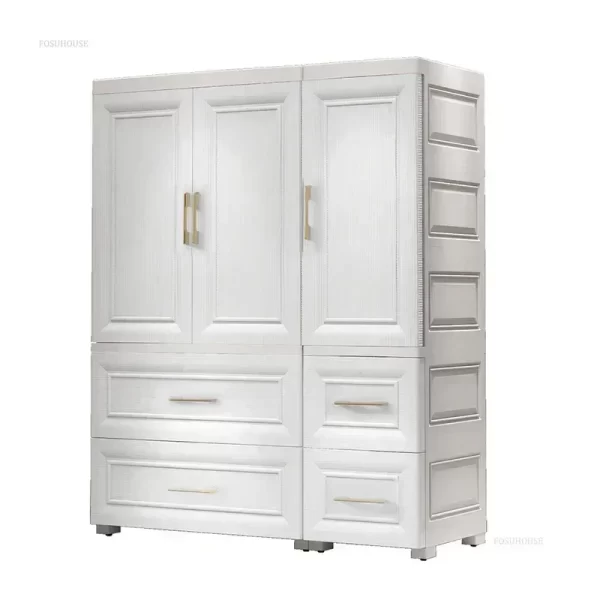 Simple Thicken Children's Wardrobes Home Rental Wardrobe Double-door Storage Cabinet Simple Hanging Clothes Storage Cabinet - Image 5