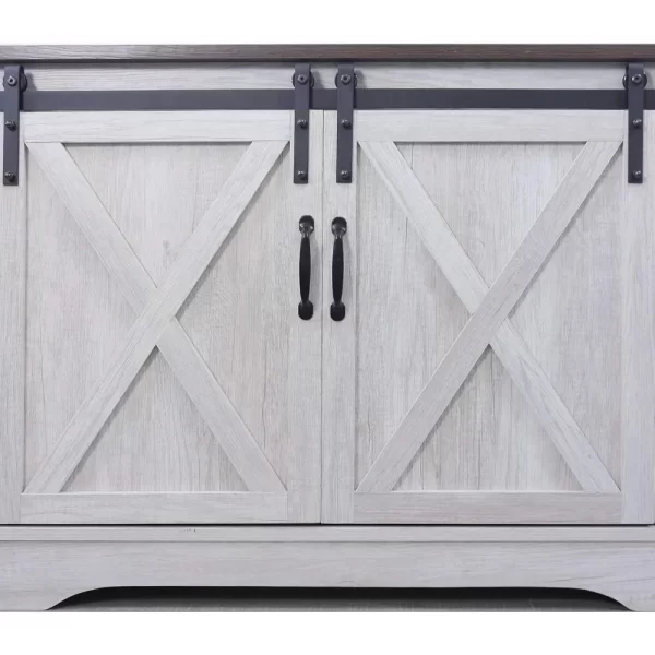TV Stand, Storage Cabinet with Sliding Barn Doors and Adjustable Shelves, Modern 28”H - Image 4