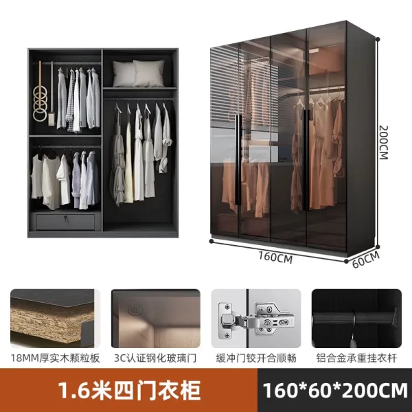 Organizer Underwear Wardrobe Cabinet Storage Shelves Glass Doors Cupboard Wardrobes Support Cupboard Home Bedroom Furniture - Image 13
