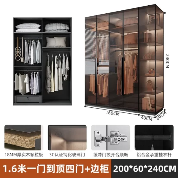Organizer Underwear Wardrobe Cabinet Storage Shelves Glass Doors Cupboard Wardrobes Support Cupboard Home Bedroom Furniture - Image 24