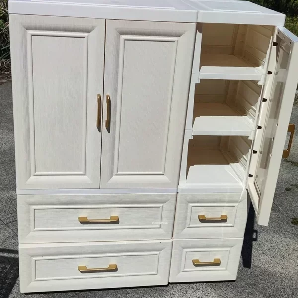 Simple Thicken Children's Wardrobes Home Rental Wardrobe Double-door Storage Cabinet Simple Hanging Clothes Storage Cabinet - Image 6