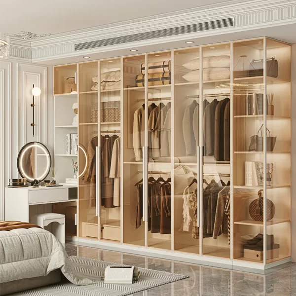 Luxury Glass Door Bedroom Wardrobe Household Wood Cloakroom Cupboards Living Room Things Muebles Para El Hogar House Furniture - Image 2