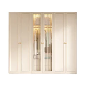 French cream style wardrobe, small apartment household cabinet, modern simple bedroom, through-roof locker, light luxury wardrob