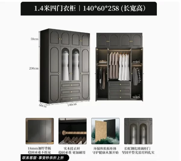 Interior Transparent Tall Closet Glass Hanger Nordic Teen Open Bedroom Wardrobe Organizer Storage Rack Guarda Roupas Furniture - Image 12