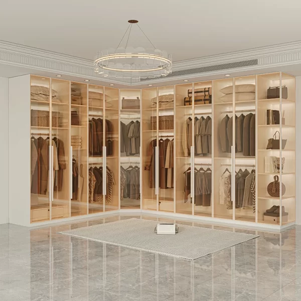 Luxury Glass Door Bedroom Wardrobe Household Wood Cloakroom Cupboards Living Room Things Muebles Para El Hogar House Furniture - Image 4