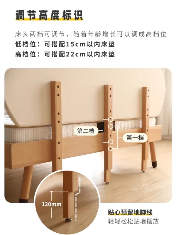Solid Wood Children's Bed Pink Girl's Princess Crown Pull-out - Image 5