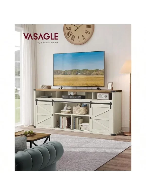 VASAGLE TV Stand for TVs up to 65 Inches, Farmhouse Entertainment Center with Sliding Barn Doors, TV Console Table - Image 2