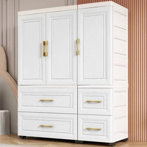 Simple Thicken Children's Wardrobes Home Rental Wardrobe Double-door Storage Cabinet Simple Hanging Clothes Storage Cabinet - Image 2