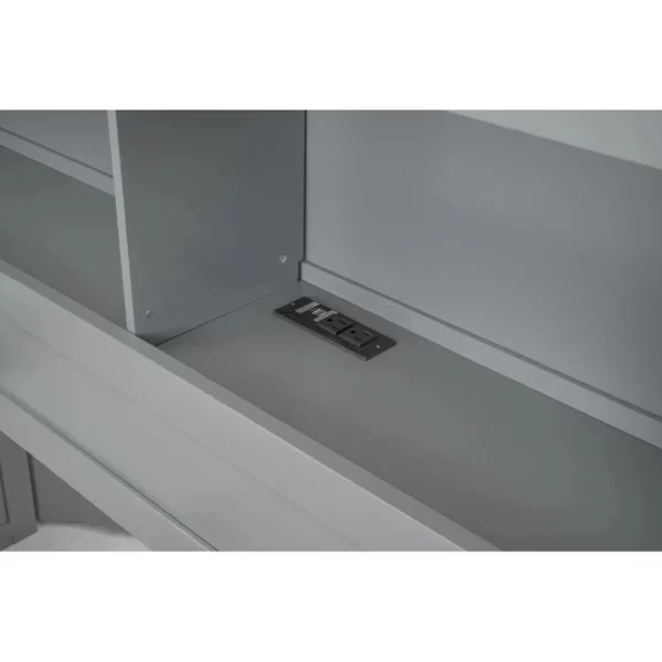 Gray Full Size Platform Bed with Trundle, Storage Drawers, and USB Charging Ports - Image 3