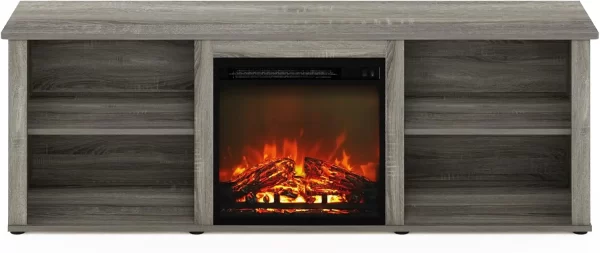 Classic 70 Inch Tv Stand With Fireplace, French Oak Grey - Image 4