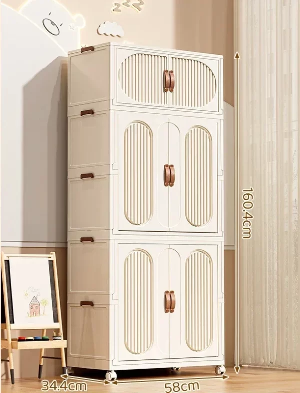 Children's Wardrobe Bedroom Closet Cabinet Baby Storage Box Toy Clothes Organizer Locker Folding Sorting Partition Wardrobe - Image 16