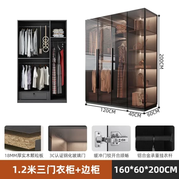 Organizer Underwear Wardrobe Cabinet Storage Shelves Glass Doors Cupboard Wardrobes Support Cupboard Home Bedroom Furniture - Image 10