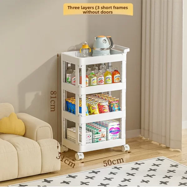 Floor Movable Wheel Living Room Kitchen Cart Storage Shelf Home Storage Shelf - Image 5