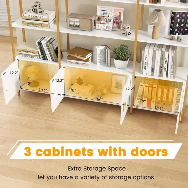 Arched Bookshelves and Bookcases: Triple Wide 5-Tier Large Open Bookshelf, Etagere Bookcase with Display Shelf for Home Office - Image 4