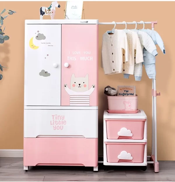 Custom Wholesale Haixing Multi-functional Baby Plastic Drawer Storage Cabinet Baby Children Kid Plastic Wardrobe - Image 3