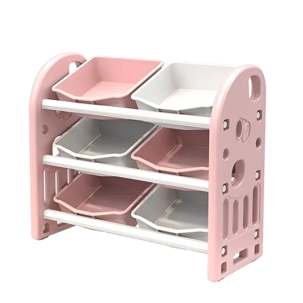Kids Toy Storage Organizer with 6 Bins, Multi-functional Nursery Organizer Kids Furniture Set Toy Storage Cabinet Unit with HDPE - Image 2