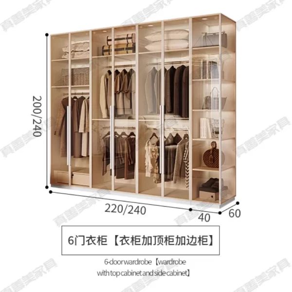 Luxury Glass Door Bedroom Wardrobe Household Wood Cloakroom Cupboards Living Room Things Muebles Para El Hogar House Furniture - Image 6