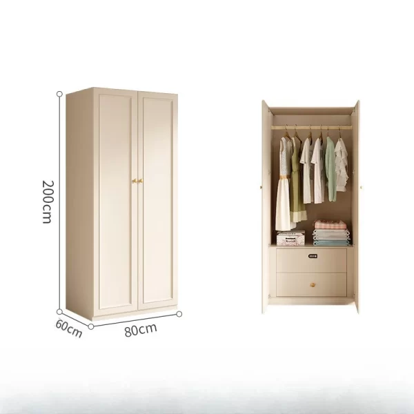 French cream style wardrobe, small apartment household cabinet, modern simple bedroom, through-roof locker, light luxury wardrob - Image 5