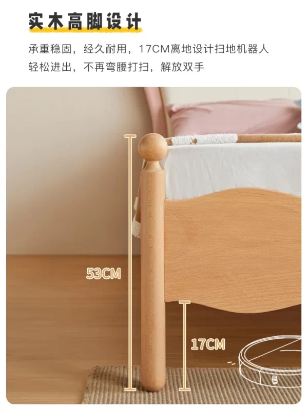Solid Wood Children's Bed Pink Girl's Princess Crown Pull-out - Image 4