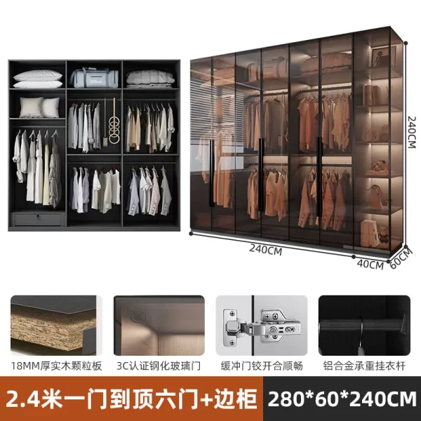 Organizer Underwear Wardrobe Cabinet Storage Shelves Glass Doors Cupboard Wardrobes Support Cupboard Home Bedroom Furniture - Image 23