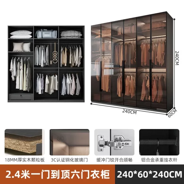 Organizer Underwear Wardrobe Cabinet Storage Shelves Glass Doors Cupboard Wardrobes Support Cupboard Home Bedroom Furniture - Image 15