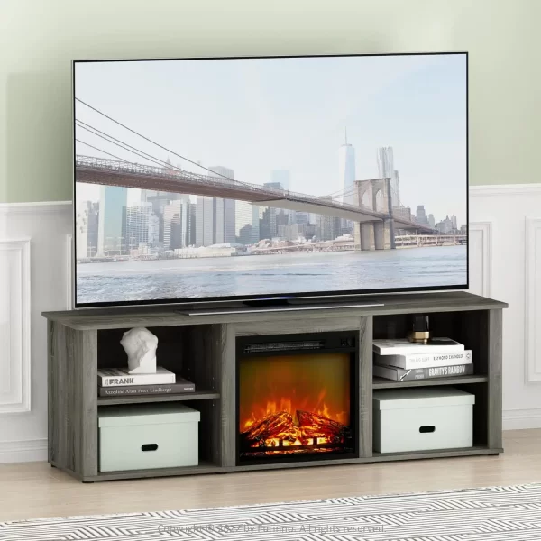 Classic 70 Inch Tv Stand With Fireplace, French Oak Grey - Image 3