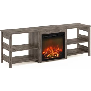 70 Inch TV Stand for TVs Up To 70-In with Fireplace, Individual Switch for Fireplace Display and Heat, TV Stand
