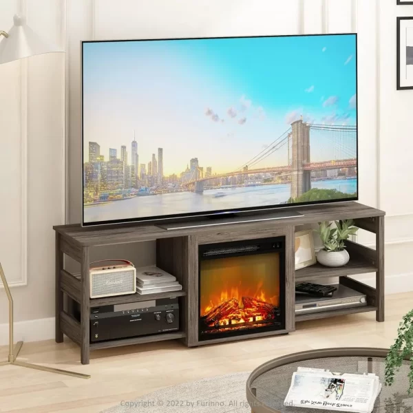 70 Inch TV Stand for TVs Up To 70-In with Fireplace, Individual Switch for Fireplace Display and Heat, TV Stand - Image 6