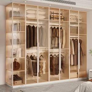 Luxury Glass Door Bedroom Wardrobe Household Wood Cloakroom Cupboards Living Room Things Muebles Para El Hogar House Furniture