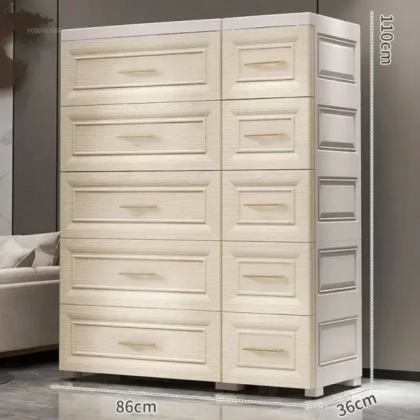 Simple Thicken Children's Wardrobes Home Rental Wardrobe Double-door Storage Cabinet Simple Hanging Clothes Storage Cabinet - Image 15