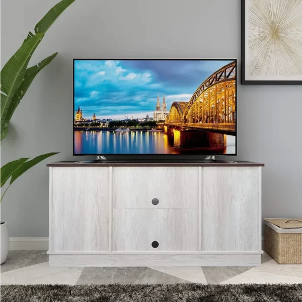 TV Stand, Storage Cabinet with Sliding Barn Doors and Adjustable Shelves, Modern 28”H - Image 6
