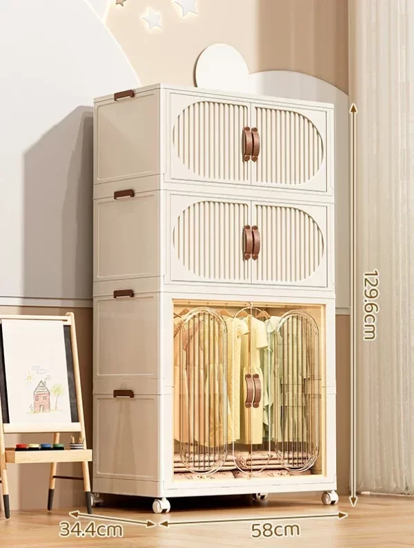 Children's Wardrobe Bedroom Closet Cabinet Baby Storage Box Toy Clothes Organizer Locker Folding Sorting Partition Wardrobe - Image 23