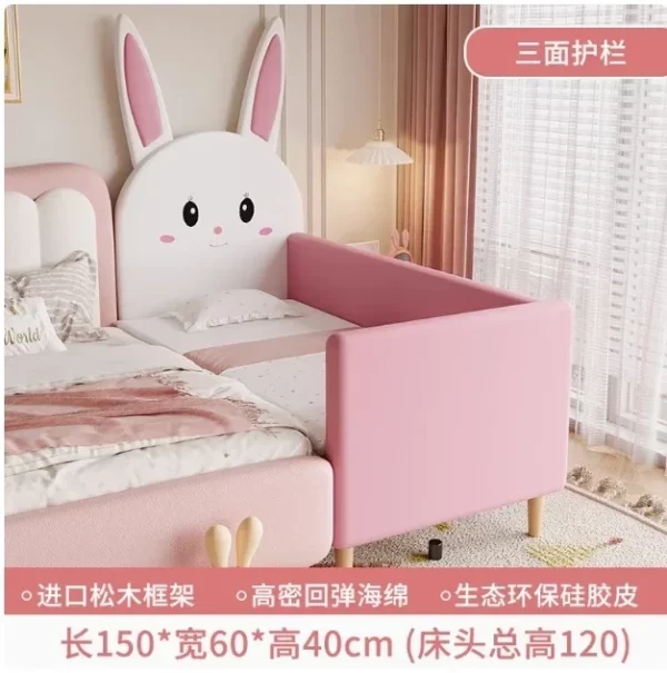 Solid wood baby single small bed with guardrail Baby boy girl splicing large bedside bed Children's splicing widened bed - Image 7
