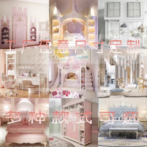 Children's bed girl, princess bed European girl, dream bedroom single bed - Image 4