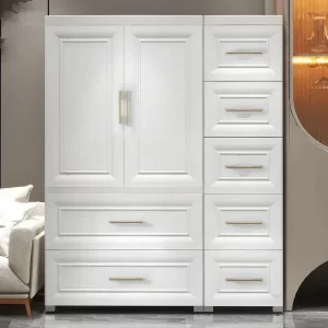 Simple Thicken Children's Wardrobes Home Rental Wardrobe Double-door Storage Cabinet Simple Hanging Clothes Storage Cabinet