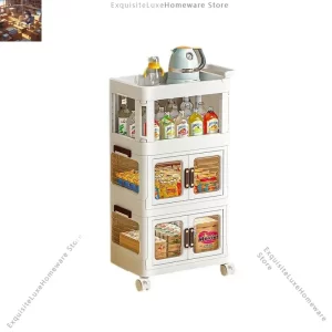 Floor Movable Wheel Living Room Kitchen Cart Storage Shelf Home Storage Shelf