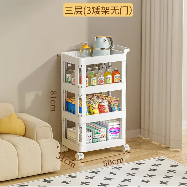 Floor Movable Wheel Living Room Kitchen Cart Storage Shelf Home Storage Shelf - Image 9
