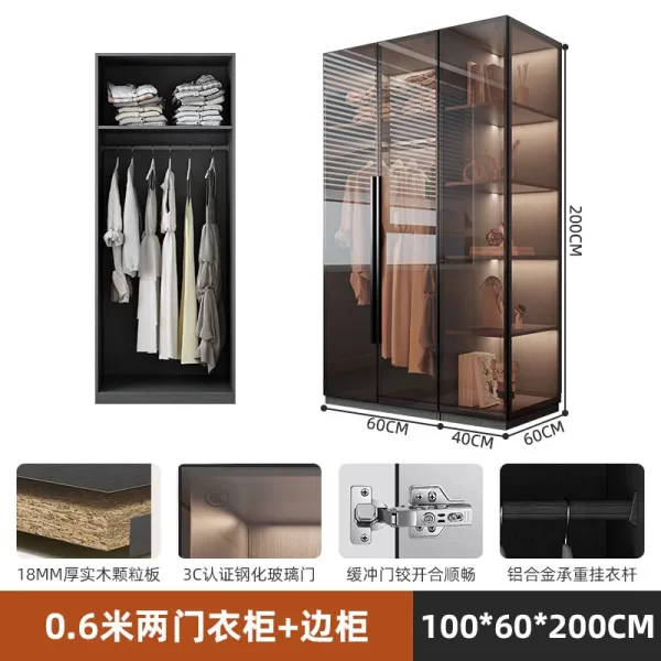 Organizer Underwear Wardrobe Cabinet Storage Shelves Glass Doors Cupboard Wardrobes Support Cupboard Home Bedroom Furniture - Image 12