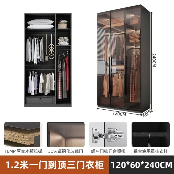 Organizer Underwear Wardrobe Cabinet Storage Shelves Glass Doors Cupboard Wardrobes Support Cupboard Home Bedroom Furniture - Image 20