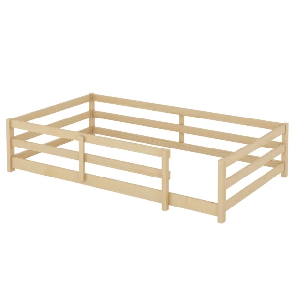 Twin Size Floor Bed, Montessori Floor Bed with Fence, Kids Montessori Bed Twin Size, Wood Montessori Floor Bed for Kids - Image 7