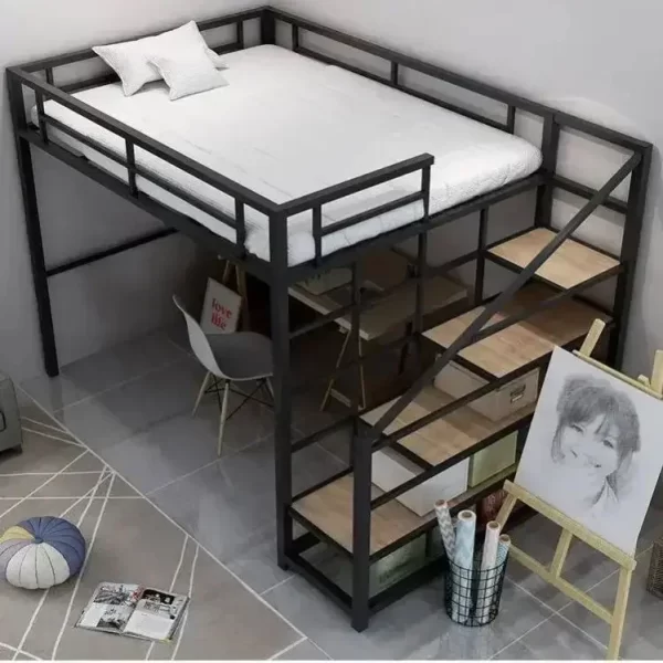 Dormitory Queen Size Good Quality Loft Bed Hostel Adult Metal Bunk Beds With Stairs - Image 6