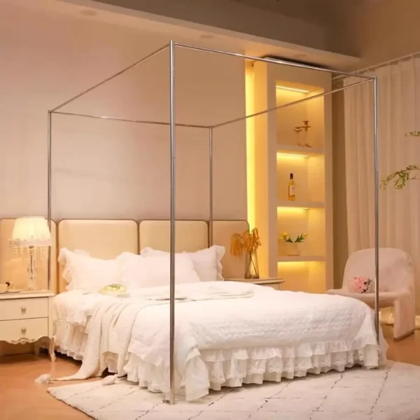 Canopy Bed Frame Post Queen Size,Stainless Steel Canopy Frame Poles Four Corner Bed Braet Fit For Metal/Wood Bed Bedroom Decor - Image 2