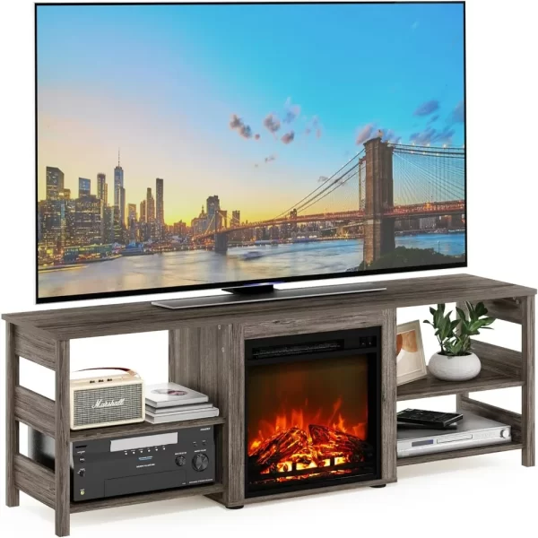 70 Inch TV Stand for TVs Up To 70-In with Fireplace, Individual Switch for Fireplace Display and Heat, TV Stand - Image 4