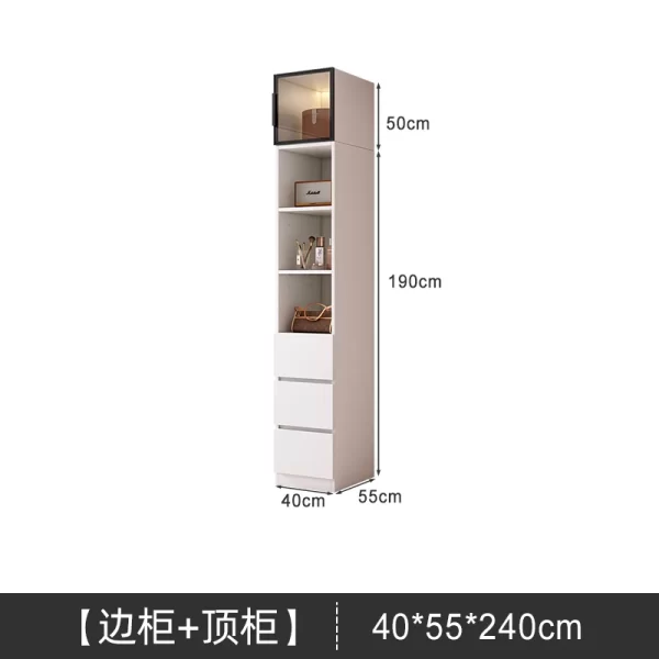 Solid wood large wardrobe household bedroom glass door cloakroom combination cabinet small apartment modern simple storage locke - Image 29