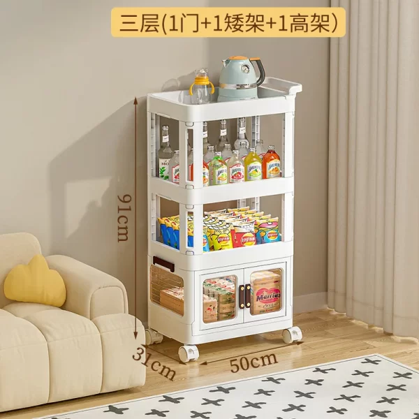 Floor Movable Wheel Living Room Kitchen Cart Storage Shelf Home Storage Shelf - Image 7