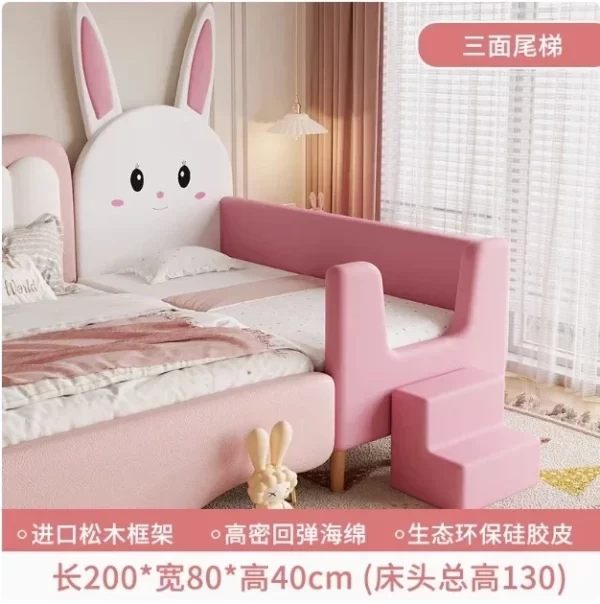 Solid wood baby single small bed with guardrail Baby boy girl splicing large bedside bed Children's splicing widened bed - Image 11