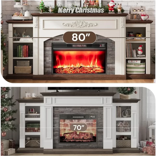 Electric Fireplace with Mantel, Fireplace TV Stand for TVs Up to 90",Modern Entertainment Center with Realistic Stacked Stone - Image 3