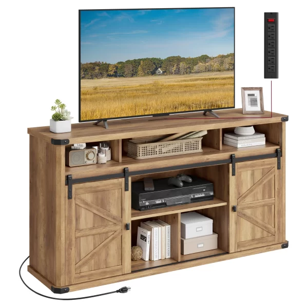 VASAGLE TV Stand for TVs up to 65 Inches, Farmhouse Entertainment Center with Sliding Barn Doors, TV Console Table - Image 10